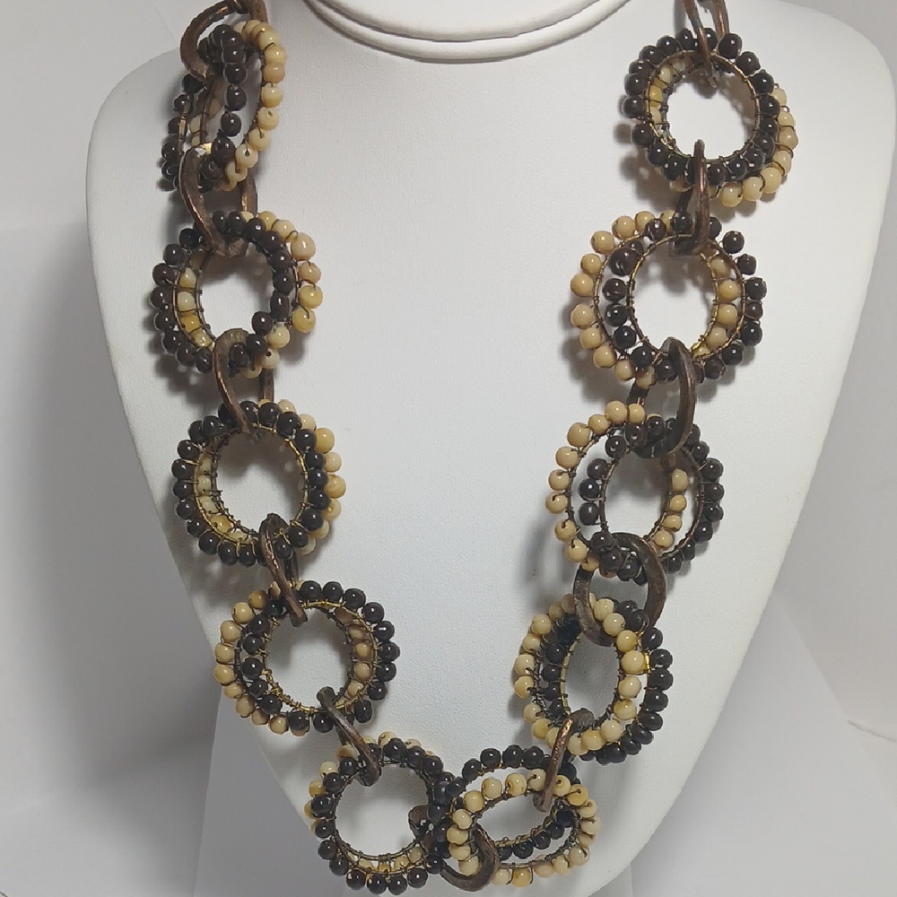 Elegant Brown and Tan Beaded Necklace